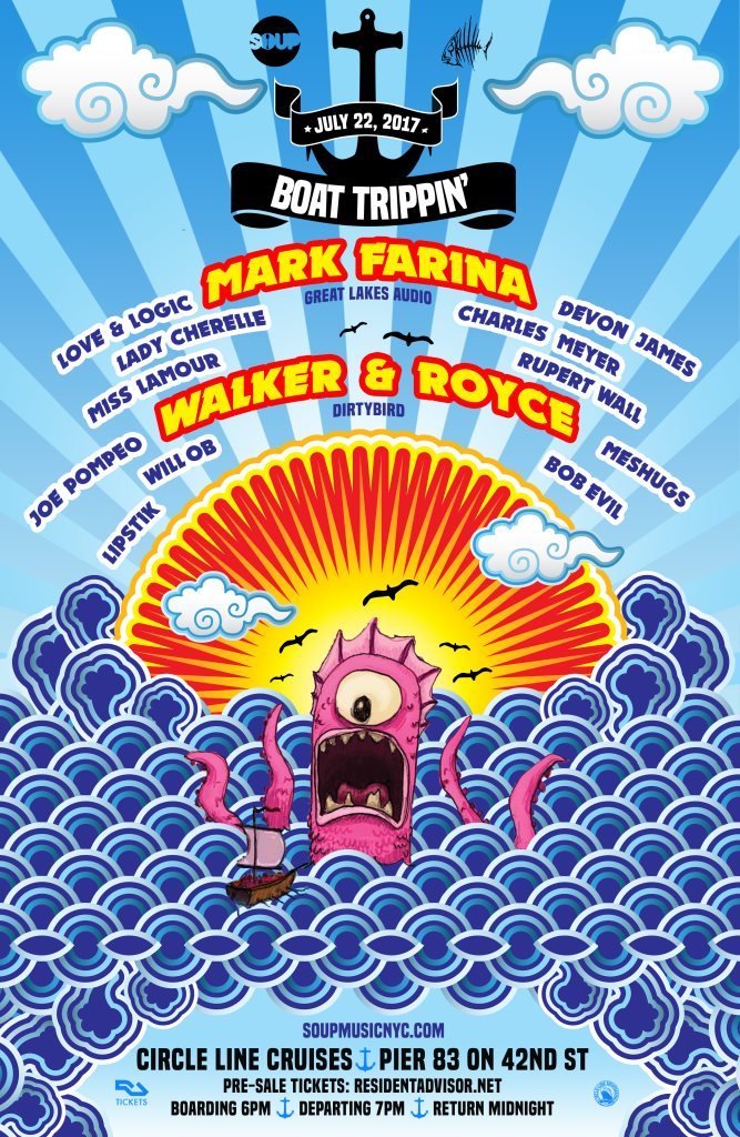 Boat Trippin' with Mark Farina, Walker & Royce (Dirtybird), Soup, RVDIOVCTIVE - Flyer front