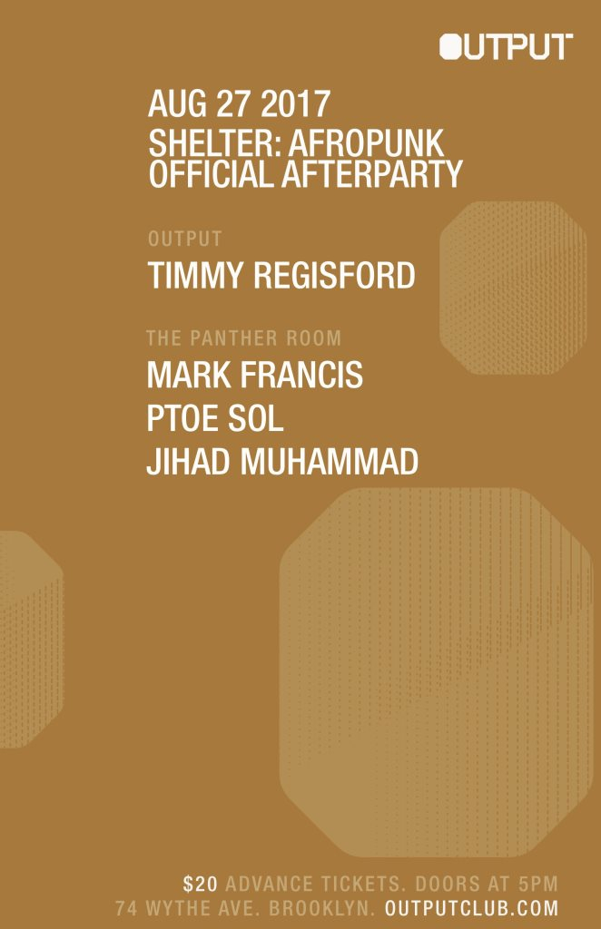 Shelter: Official Afropunk Afterparty - Timmy Regisford  - Flyer front