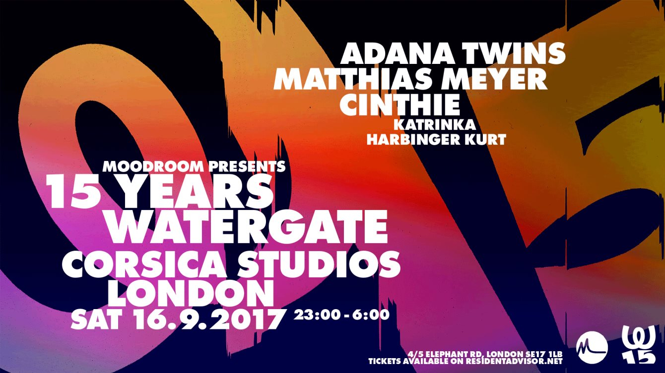Moodroom x 15 Years of Watergate: Adana Twins, Matthias Meyer, Cinthie - Flyer front