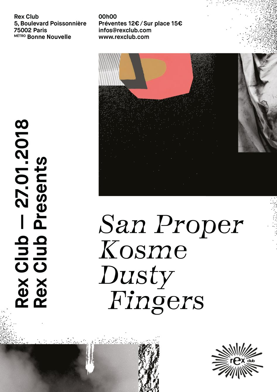 Rex Club presente: San Proper, Kosme, Dusty Fingers - Flyer front