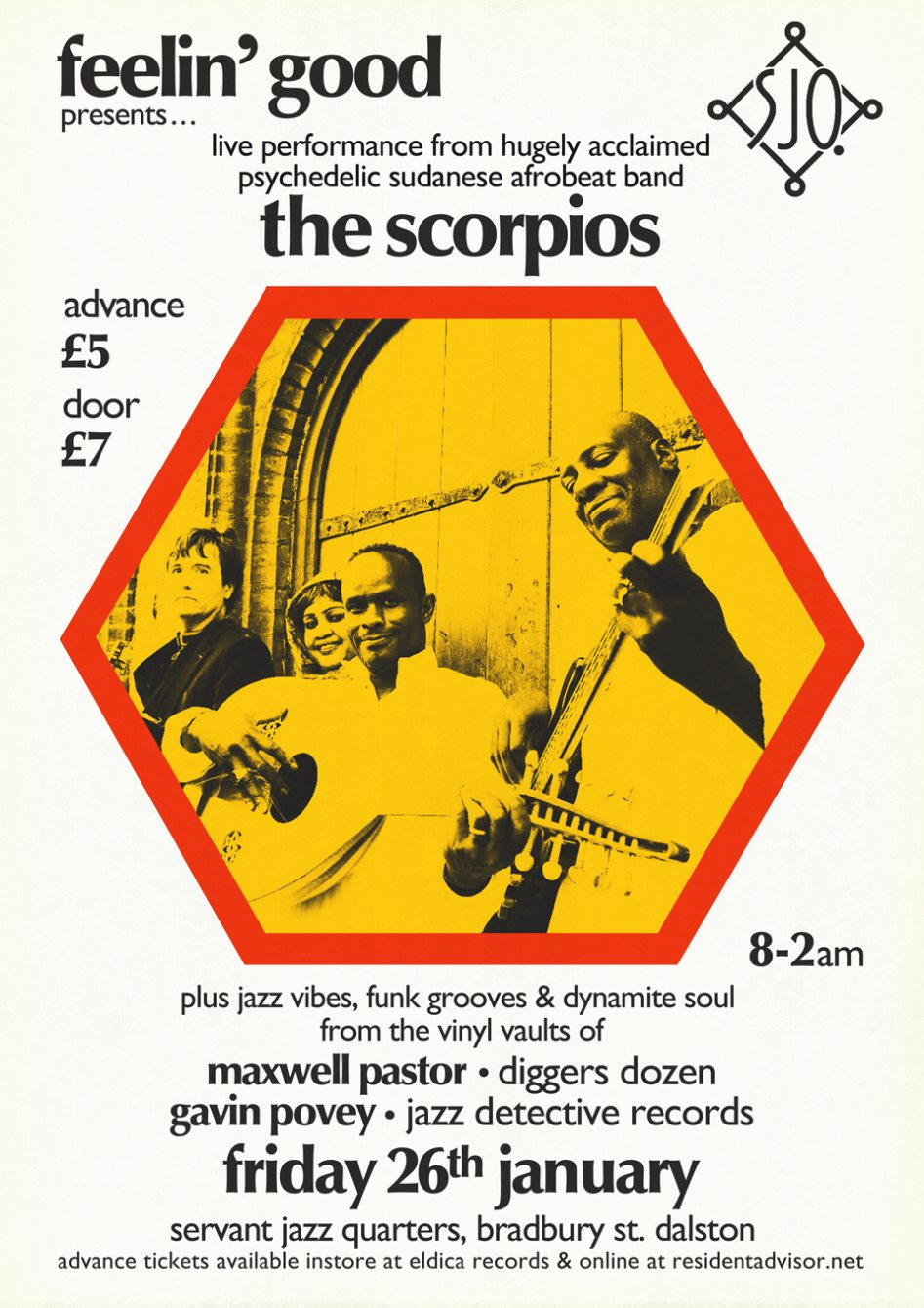 Feelin' Good presents: The Scorpios - Flyer front