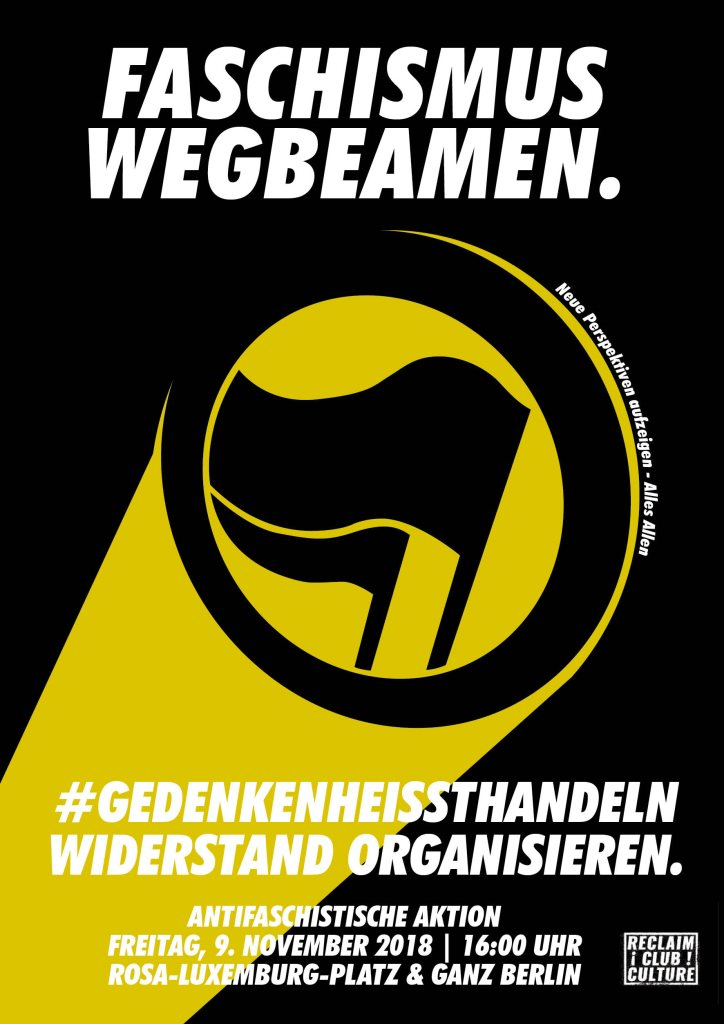 Faschismus Wegbeamen - Reclaim Resistance. #Gedenkenheißthandeln - Flyer front