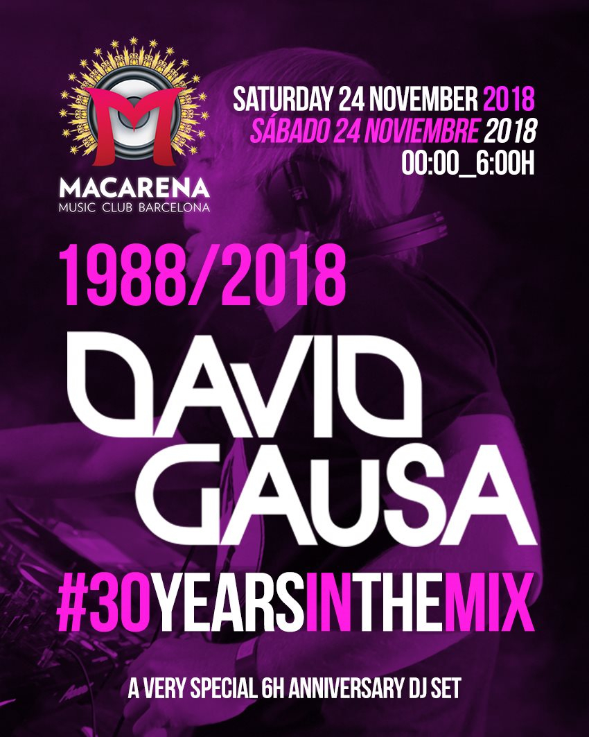 David Gausa 1988/2018 #30yearsinthemix - Flyer front