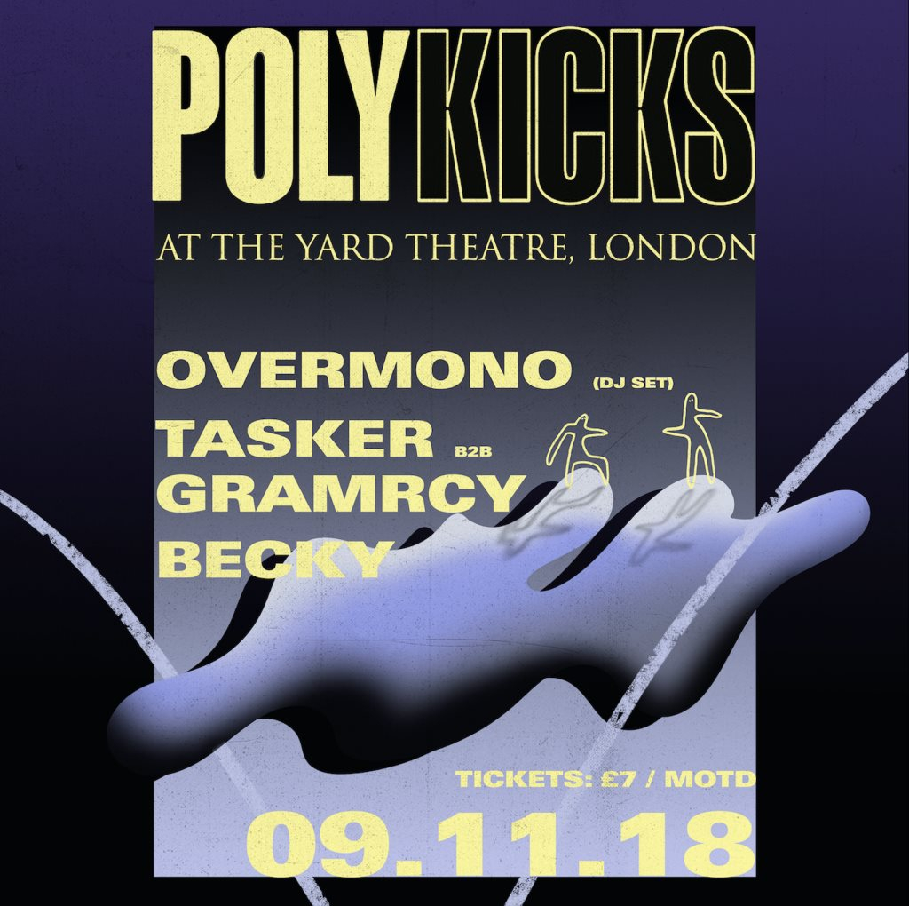 Poly Kicks - Overmono / Tasker b2b Gramrcy / Becky - Flyer front