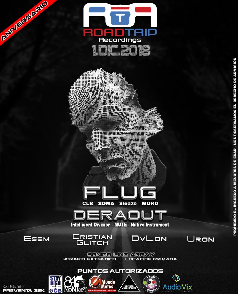 Road Trip Recordings 9º Aniversario Pres. Deraout & Flug - Flyer front