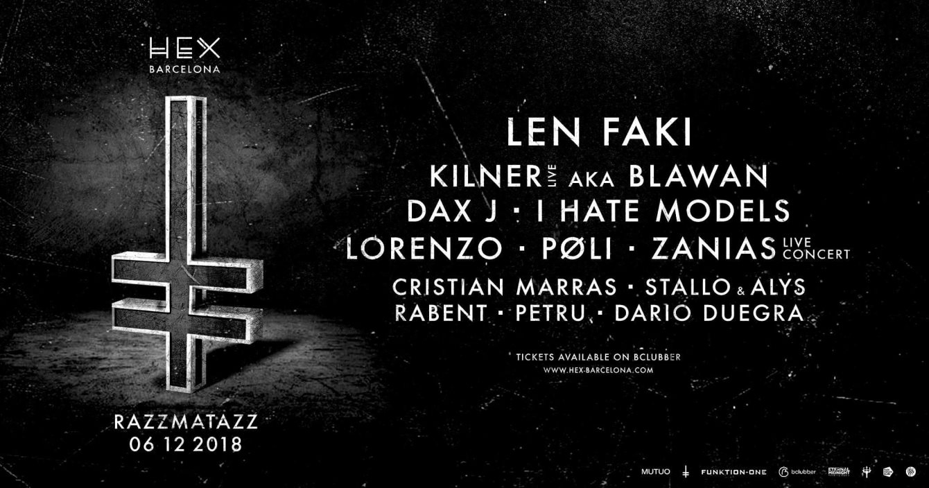 HEX at RZZ #3 with Len Faki, Kilner aka Blawan, Dax J, I Hate Models, Zanias and More - Flyer front