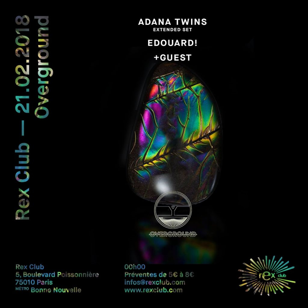 Overground: Adana Twins Extended Set, Edouard!, Justine Perry - Flyer front