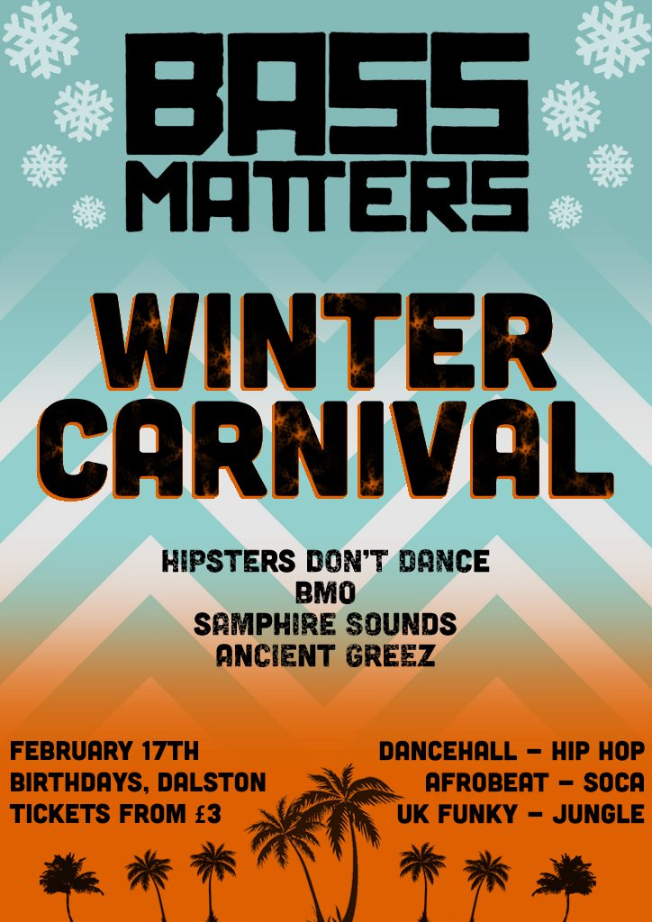 East London Winter Carnival with Hipsters Don't Dance - Flyer front