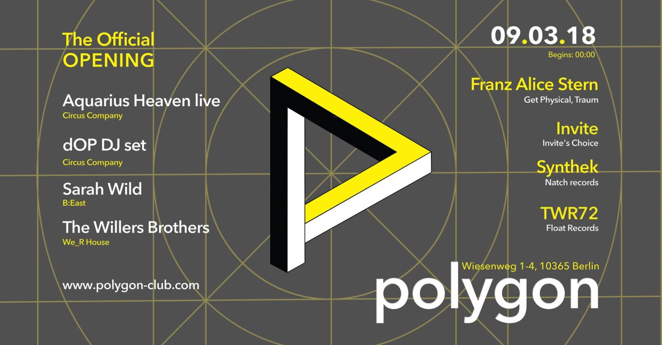 Polygon Club Berlin Official Opening - Flyer front