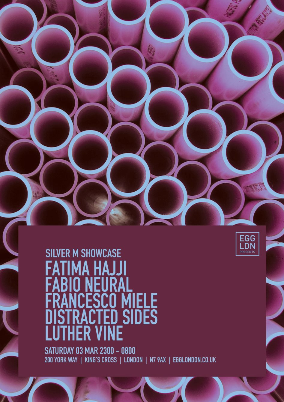 EGG LDN presents: Fatima Hajji, Fabio Neural, Francesco Miele, Distracted Sides - Flyer front