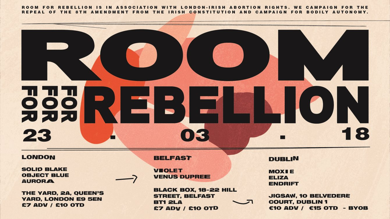 Room for Rebellion / London / Solid Blake, Object Blue, Aurora - Flyer front