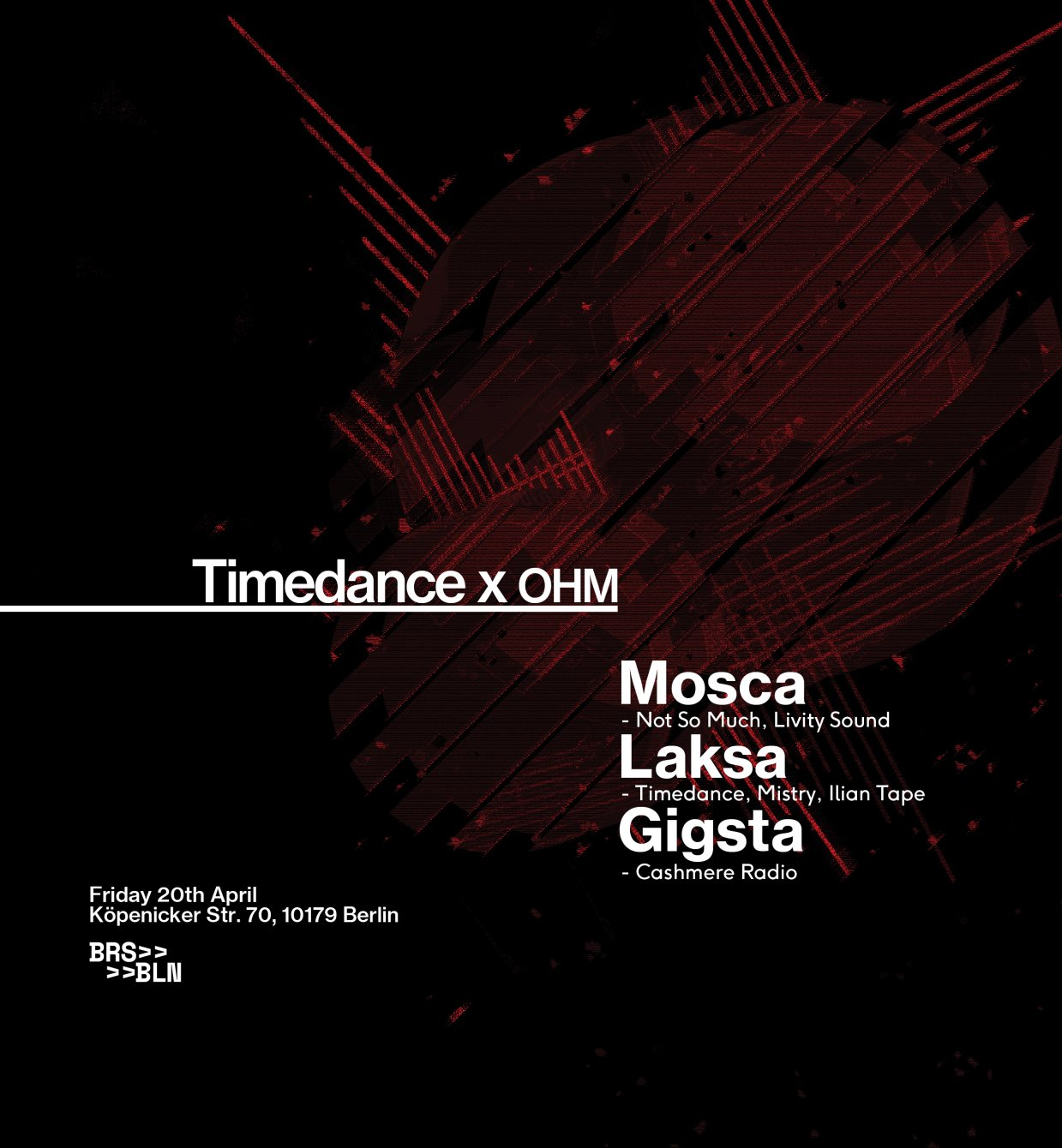 Timedance x OHM - Mosca, Laska, Gigsta - Flyer front