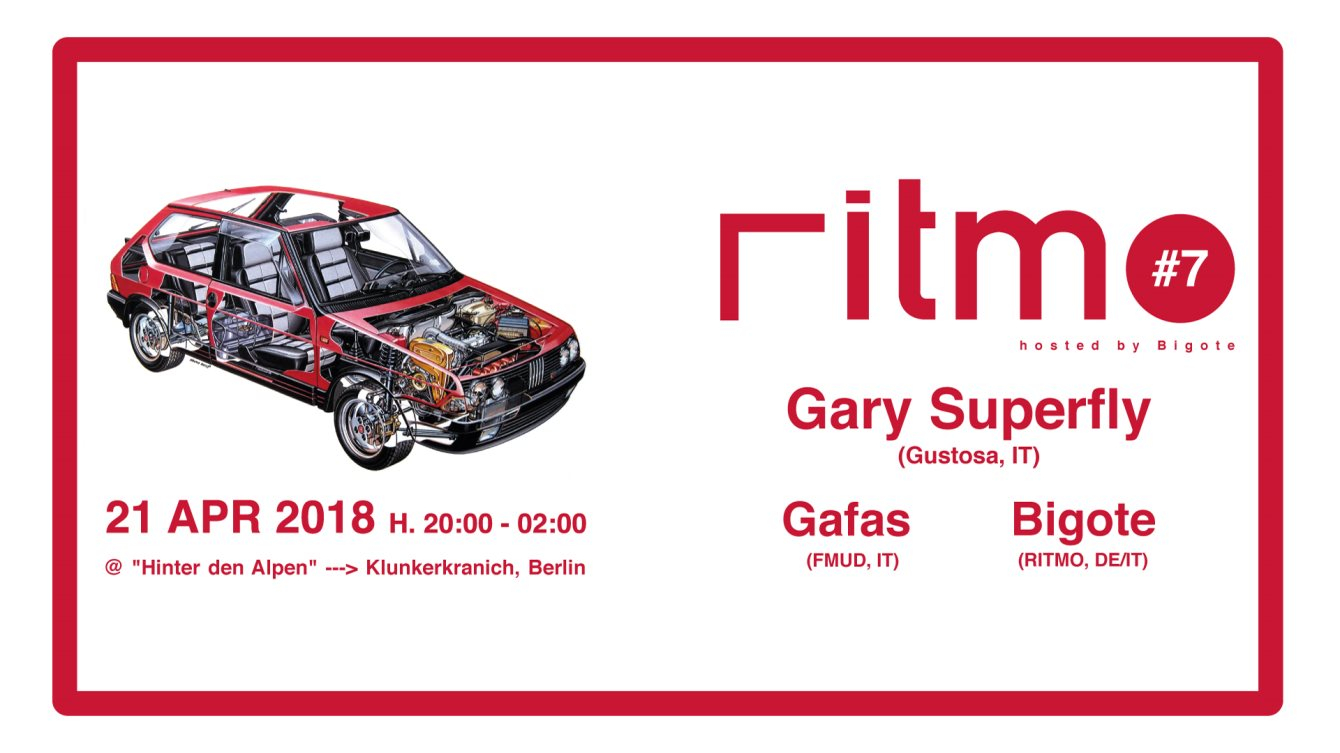 Ritmo #7 with Gary Superfly, Gafas, Bigote - Flyer front