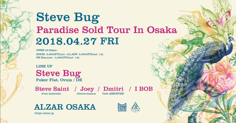 Steve Bug Paradise Sold Tour In Osaka - Flyer front