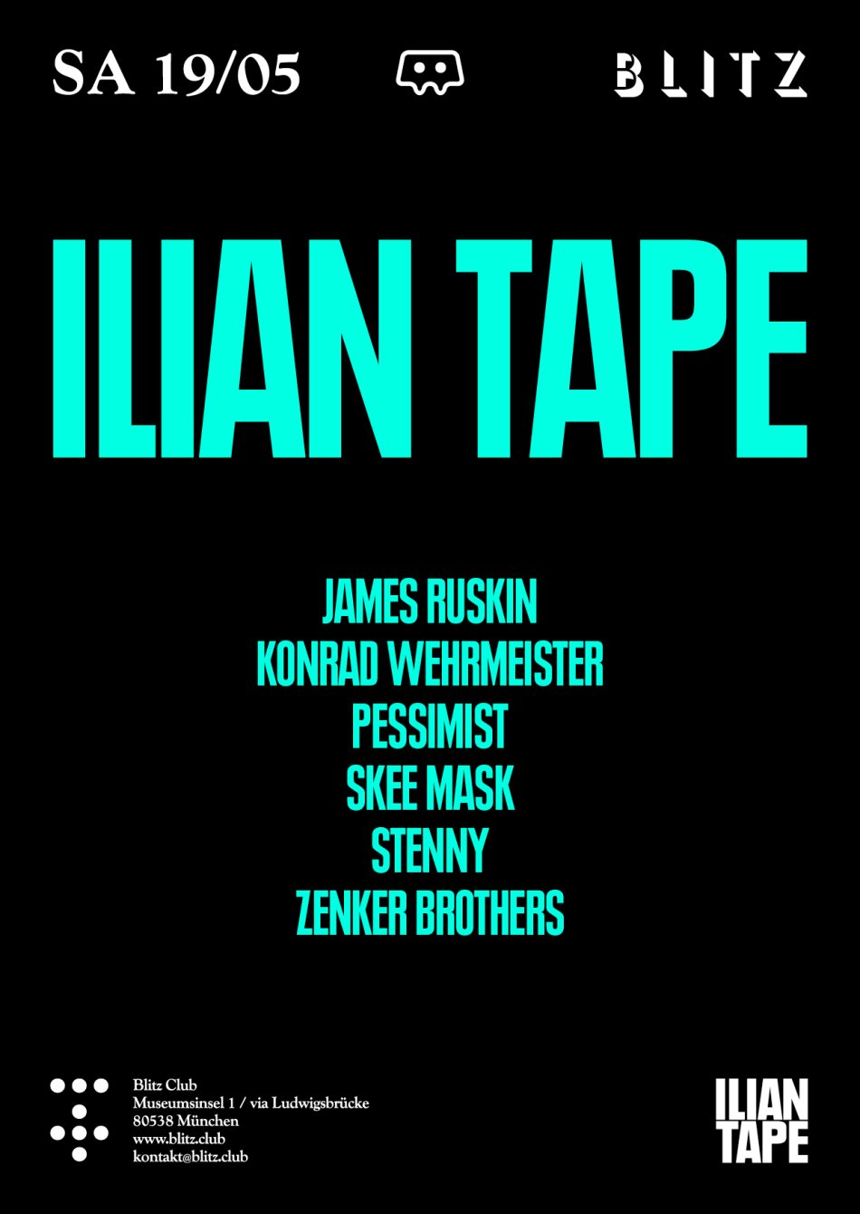 Ilian Tape Night: James Ruskin, Konrad Wehrmeister & More - Flyer front