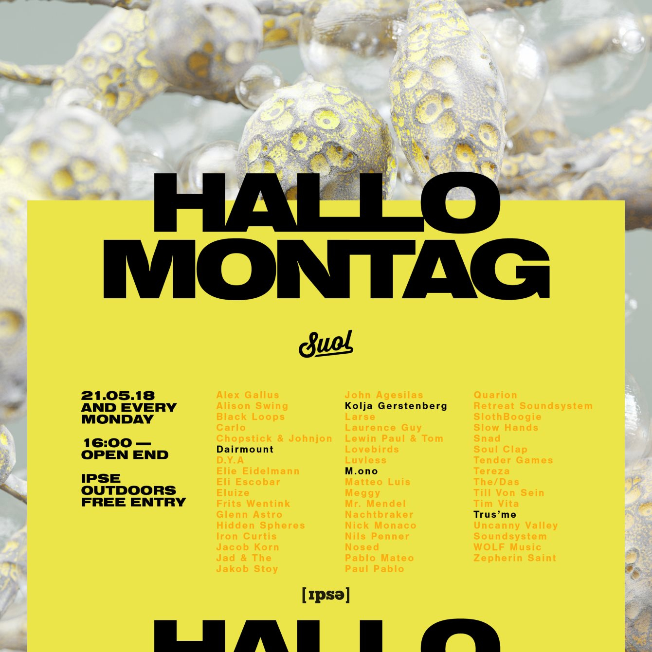 Hallo Montag - Open Air #04 with Trus'me, M.ono, Dairmount and More - Flyer front