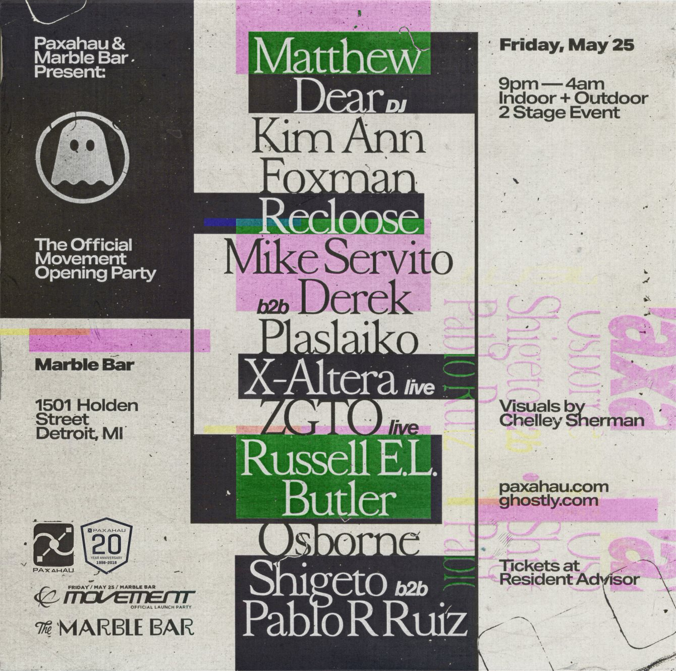 Official Movement Opening Party with Ghostly International - Flyer front