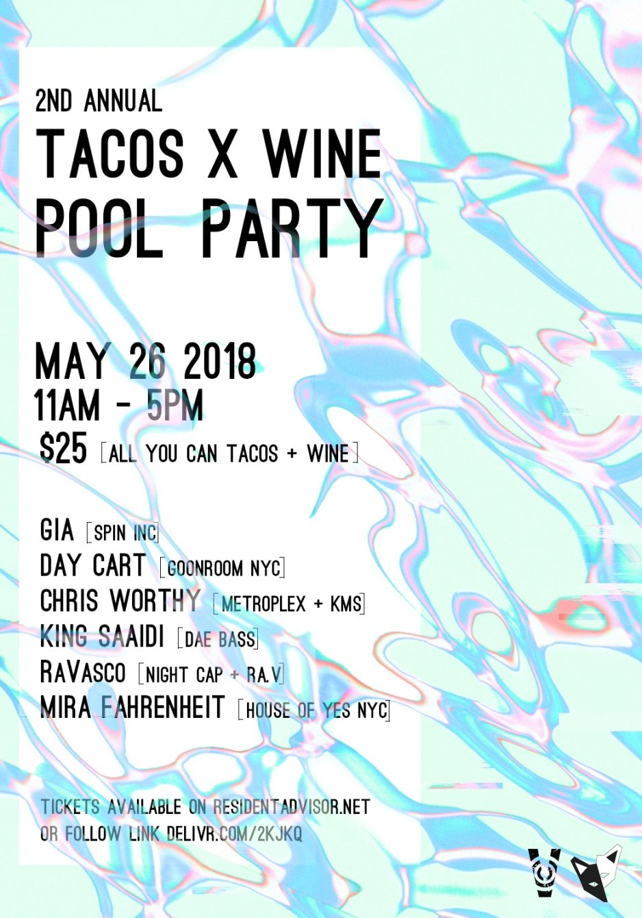 2nd Annual Tacos x Wine: Pool Party - Flyer front