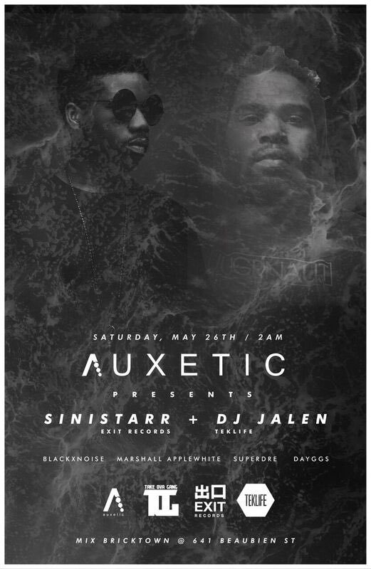 Auxetic presents Sinistarr and DJ Jalen - Flyer front
