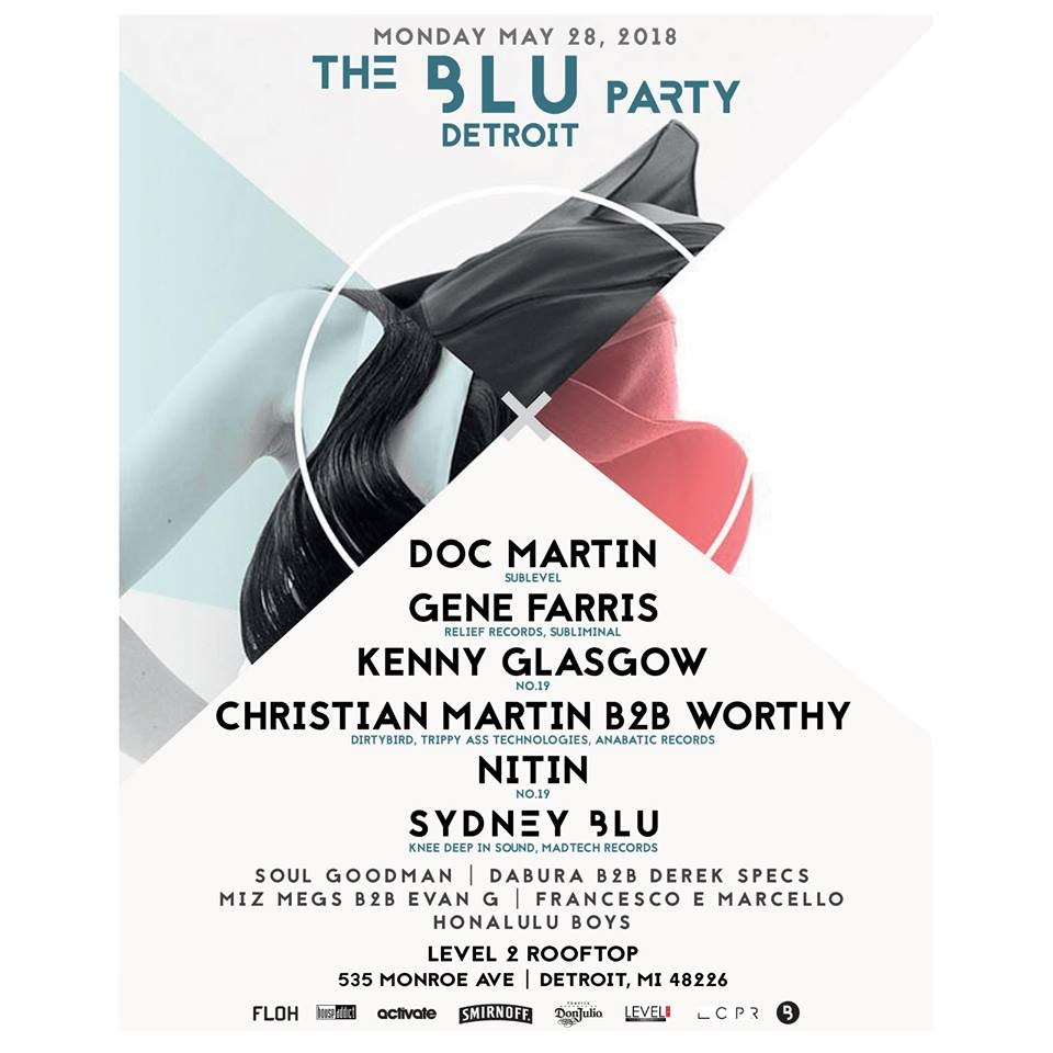 The Blu Party w. Doc Martin, Worthy, Christian Martin, Kenny Glasgow - Flyer front