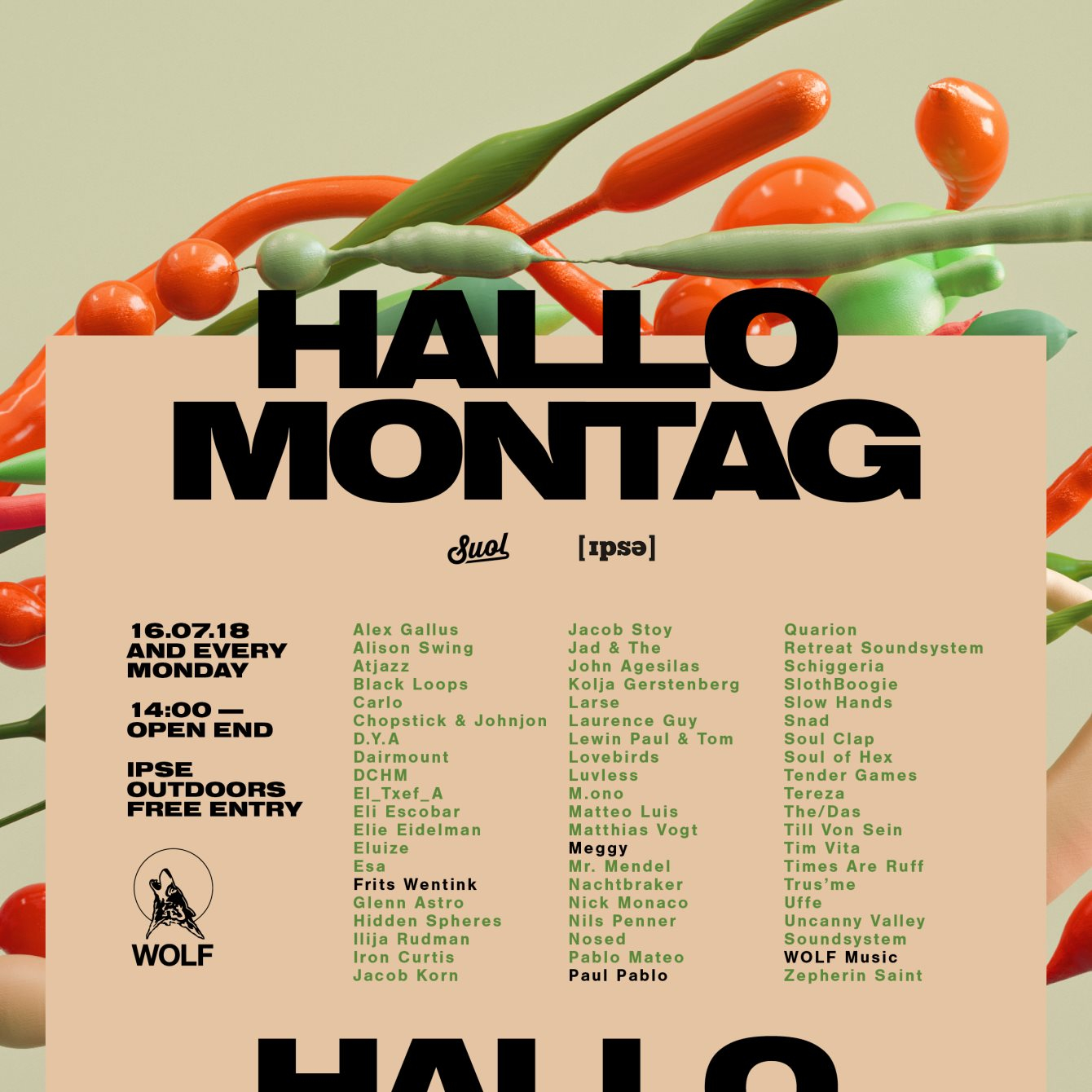 Hallo Montag - Open Air #12 Wolf Music Showcase - Flyer front