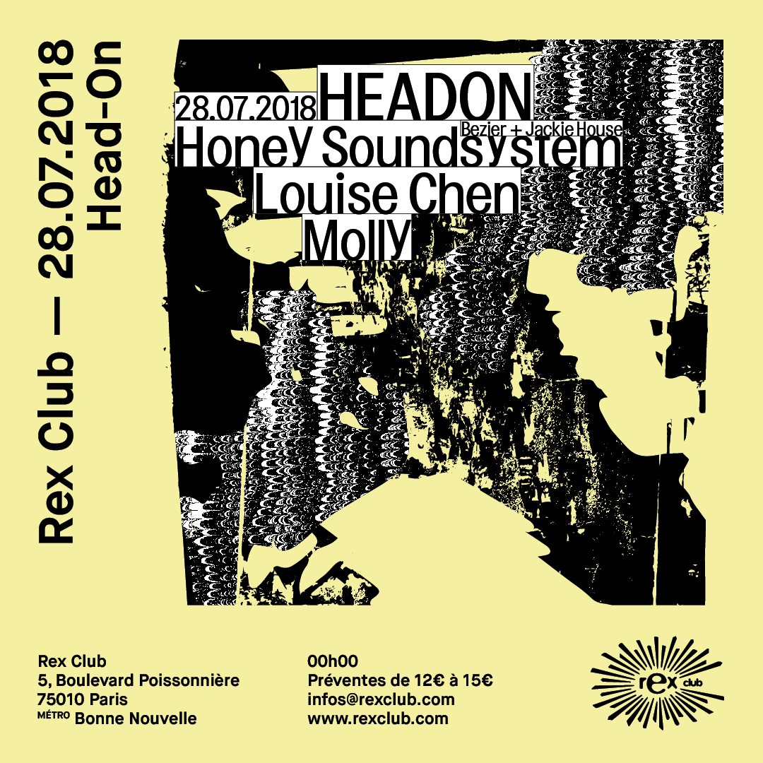 Headon: Honey Soundsystem (Bezier Jackie House), Louise Chen, Molly - Flyer front