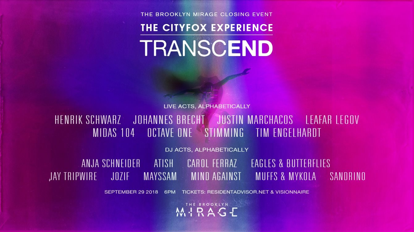 Brooklyn Mirage Closing & Cityfox Experience: Henrik Schwarz, Stimming, Octave One & Many More - Flyer front