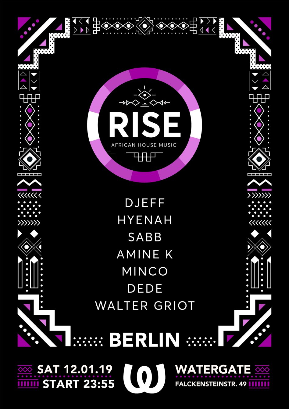 Rise: DJEFF, Hyenah, Sabb, MINCO - Flyer front