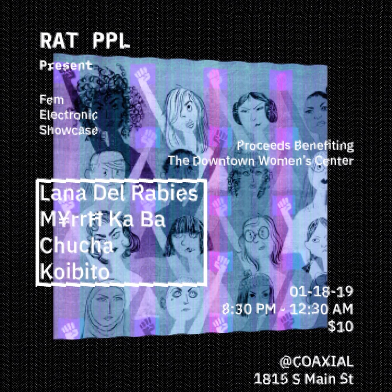 RAT PPL present Fem Electronic Benefit Feat. Lana Del Rabies / Koibito / M¥rrħ Ka Ba / Chucha - Flyer front