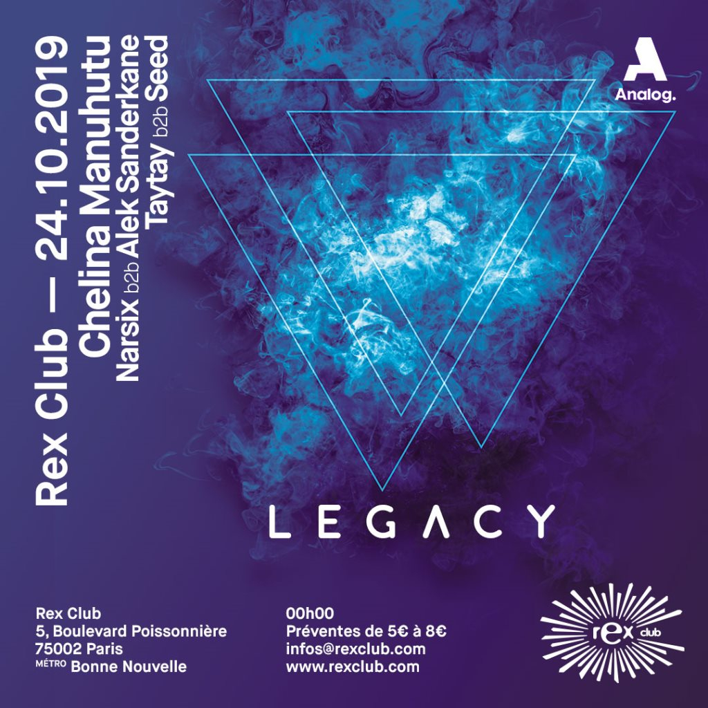 Legacy: Chelina Manuhutu, Narsix b2b Alek Sanderkane, Taytay b2b Seed - Flyer front