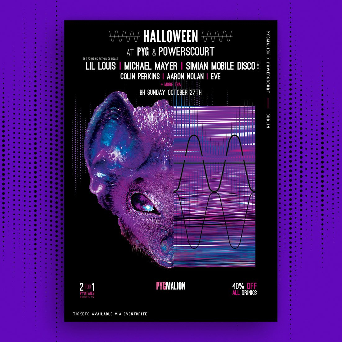 Halloween at Powerscourt with Lil Louis, Michael Mayer & Simian Mobile Disco - Flyer front