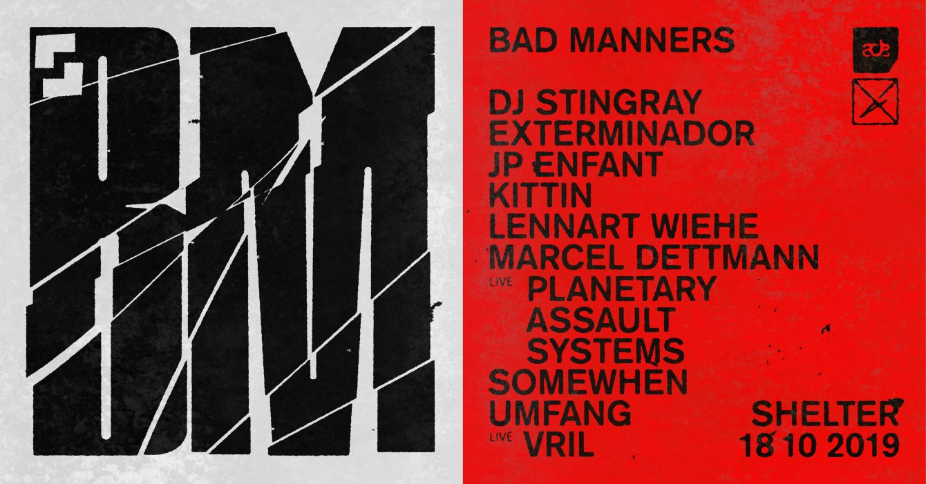 Shelter; Marcel Dettmann presents Bad Manners ADE (20 Hours) - Flyer front