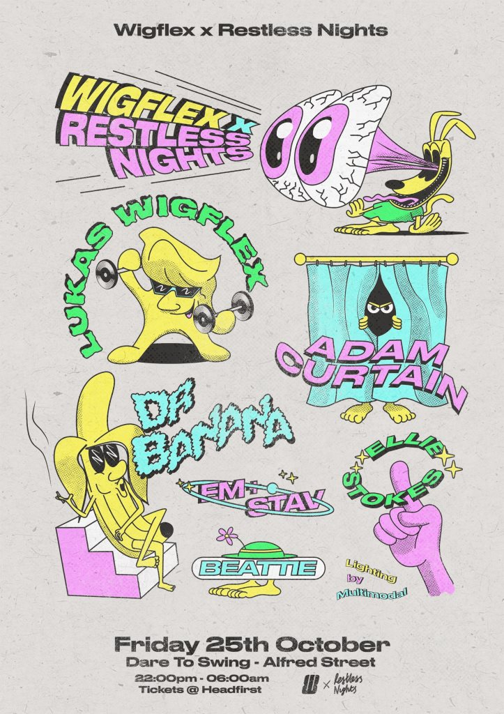 Wigflex x Restless Nights Take Over - Flyer front