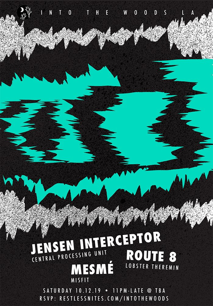 Into The Woods with Jensen Interceptor, Route 8, and Mesmé - Flyer front