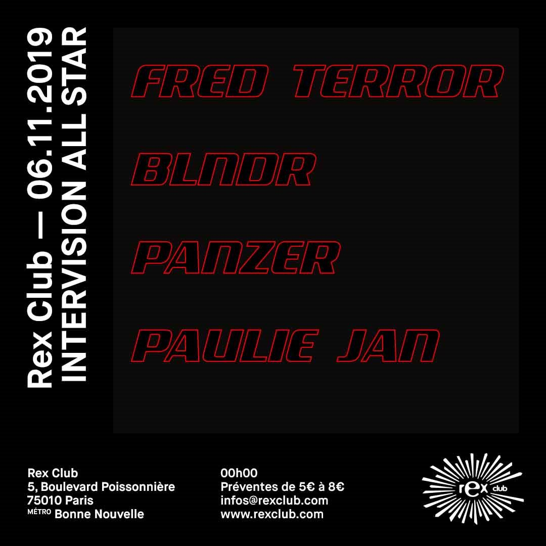 Intervision All Star: Fred Terror, BLNDR, Paulie Jan, Panzer - Flyer front