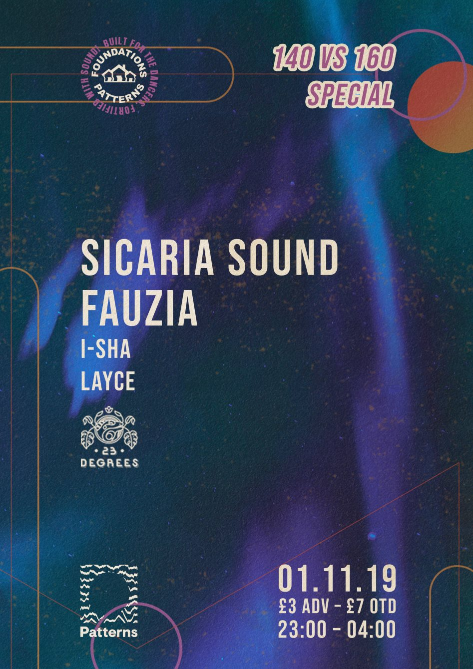 Foundations: Sicaria Sound & FAUZIA - Flyer front