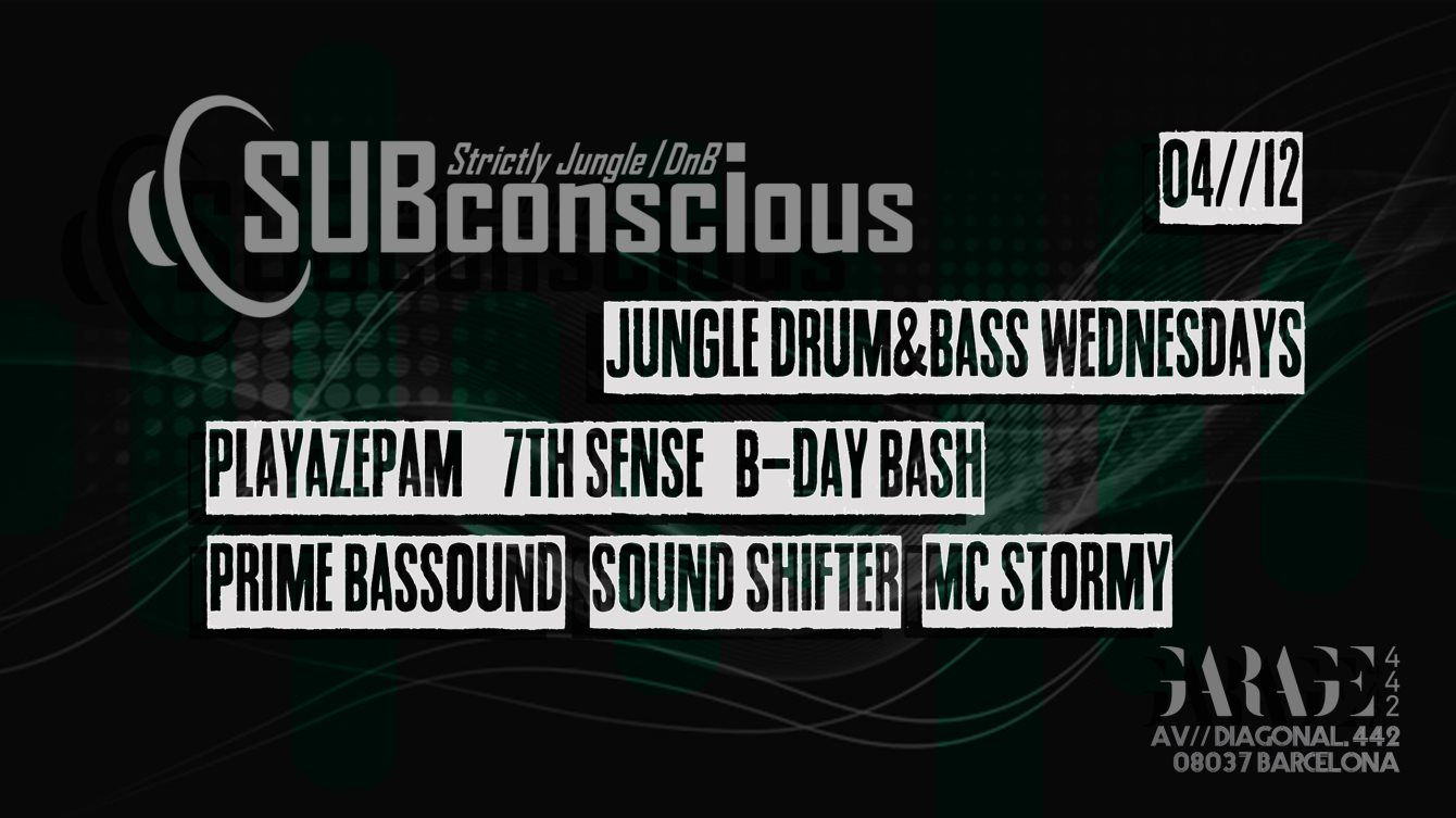 Subconscious // Jungle Drum & Bass Wednesdays - Flyer front