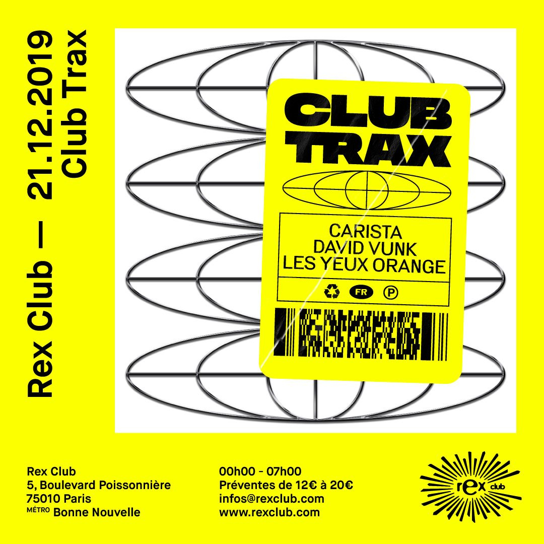 Club Trax: David Vunk, Les Yeux Orange, Carista - Flyer front