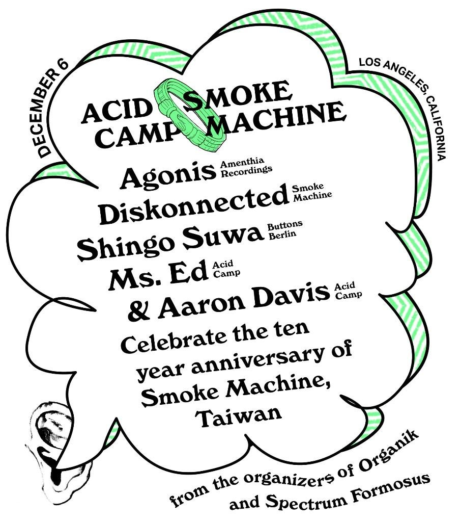 Acid Camp // 10 Years of SMOKE MACHINE // Los Angeles - Flyer back