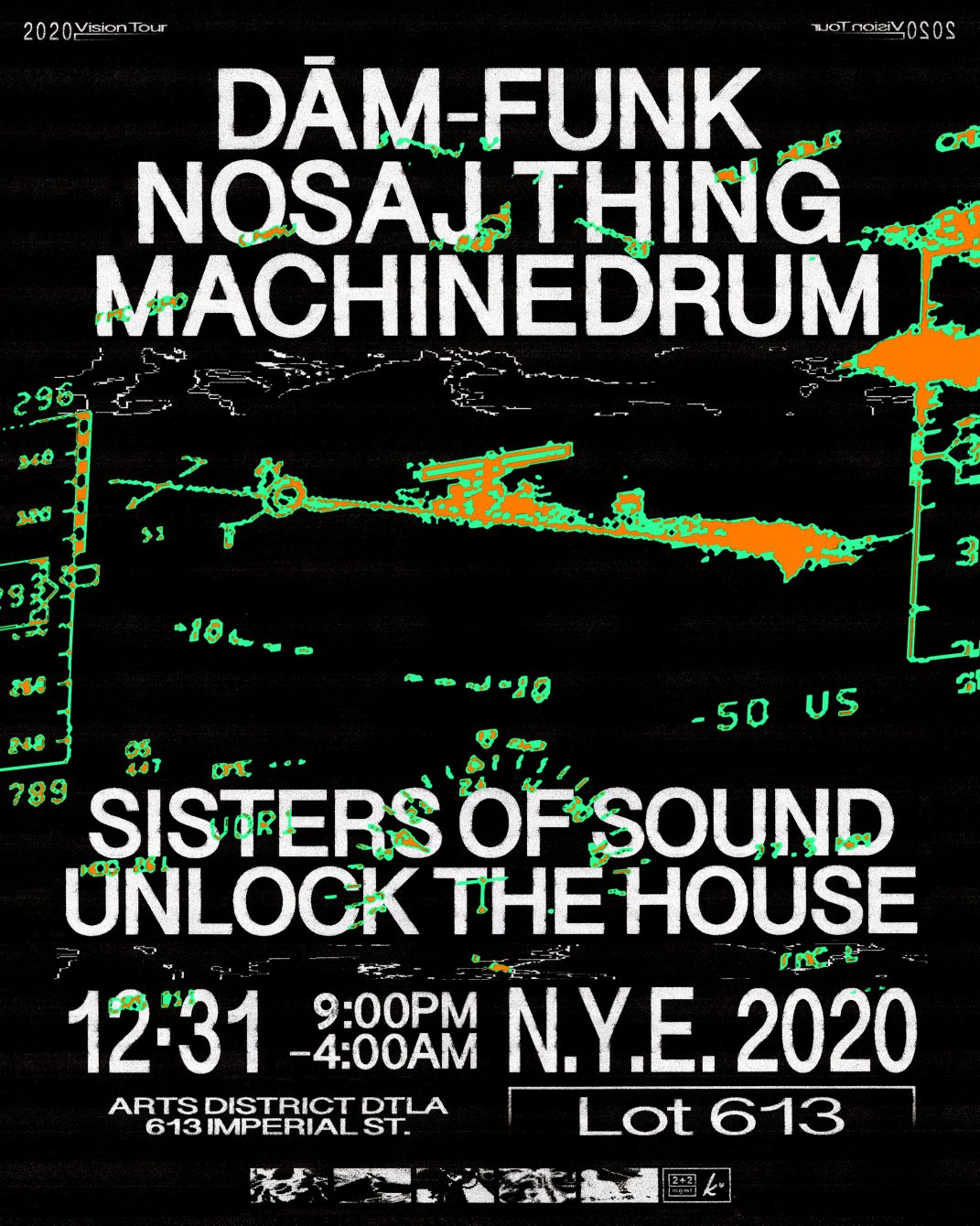 2020 Vision NYE with DâM-Funk, Nosaj Thing, Machinedrum - Flyer front