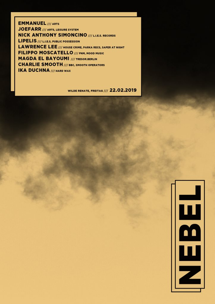 Nebel /w. Emmanuel, JoeFarr, Nick Anthony Simoncino & More - Flyer front