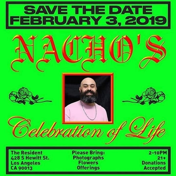 Nacho's Celebration Of Life - Flyer front