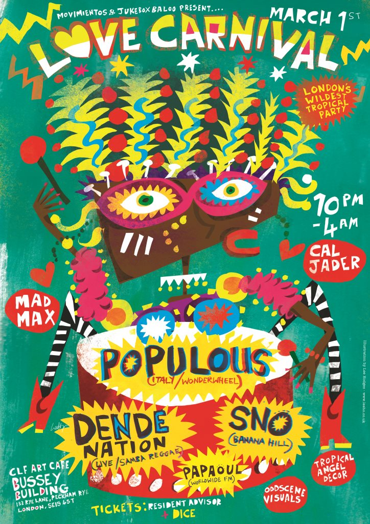 Love Carnival with Populous, Dendê Nation, SNO & Papaoul - Flyer front