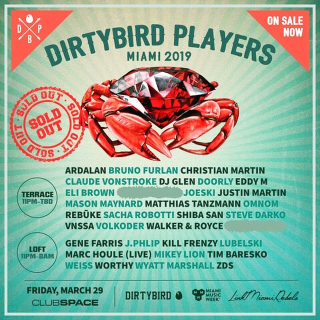 Dirtybird Players Miami - MMW 2019 - Flyer front
