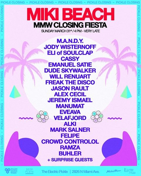 Miki Beach / MMW Closing Fiesta at The Electric Pickle - Flyer back
