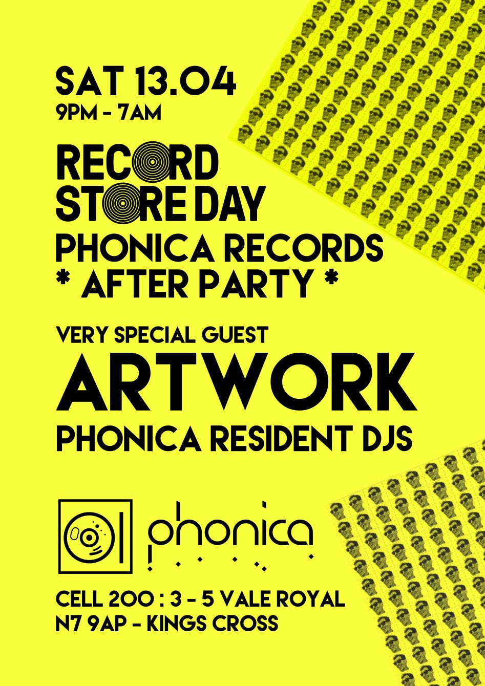 Phonica Records with Artwork (Record Store Day After Party) - Flyer front