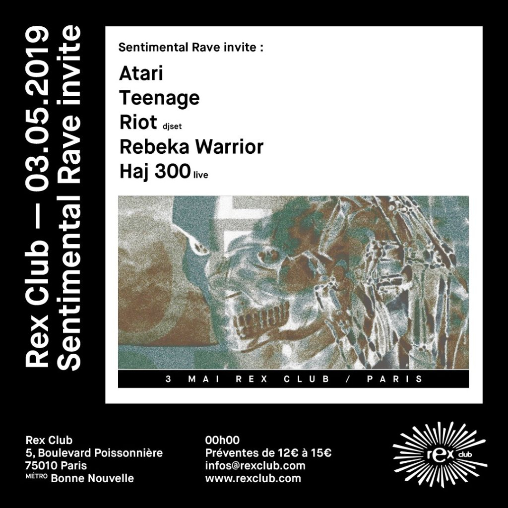 Sentimental Rave Invite: Atari Teenage Riot, Rebeka Warior, HAJ 300 Live - Flyer front