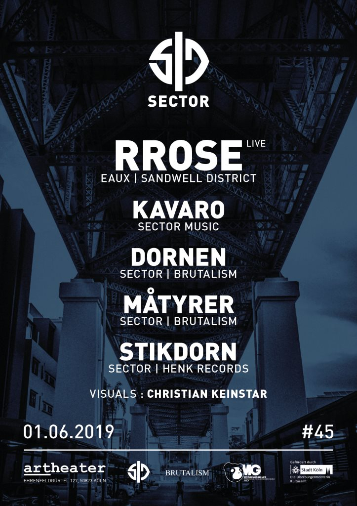 Sector with Rrose - Live, Kavaro, Måtyrer, Dornen, Stikdorn - Flyer front