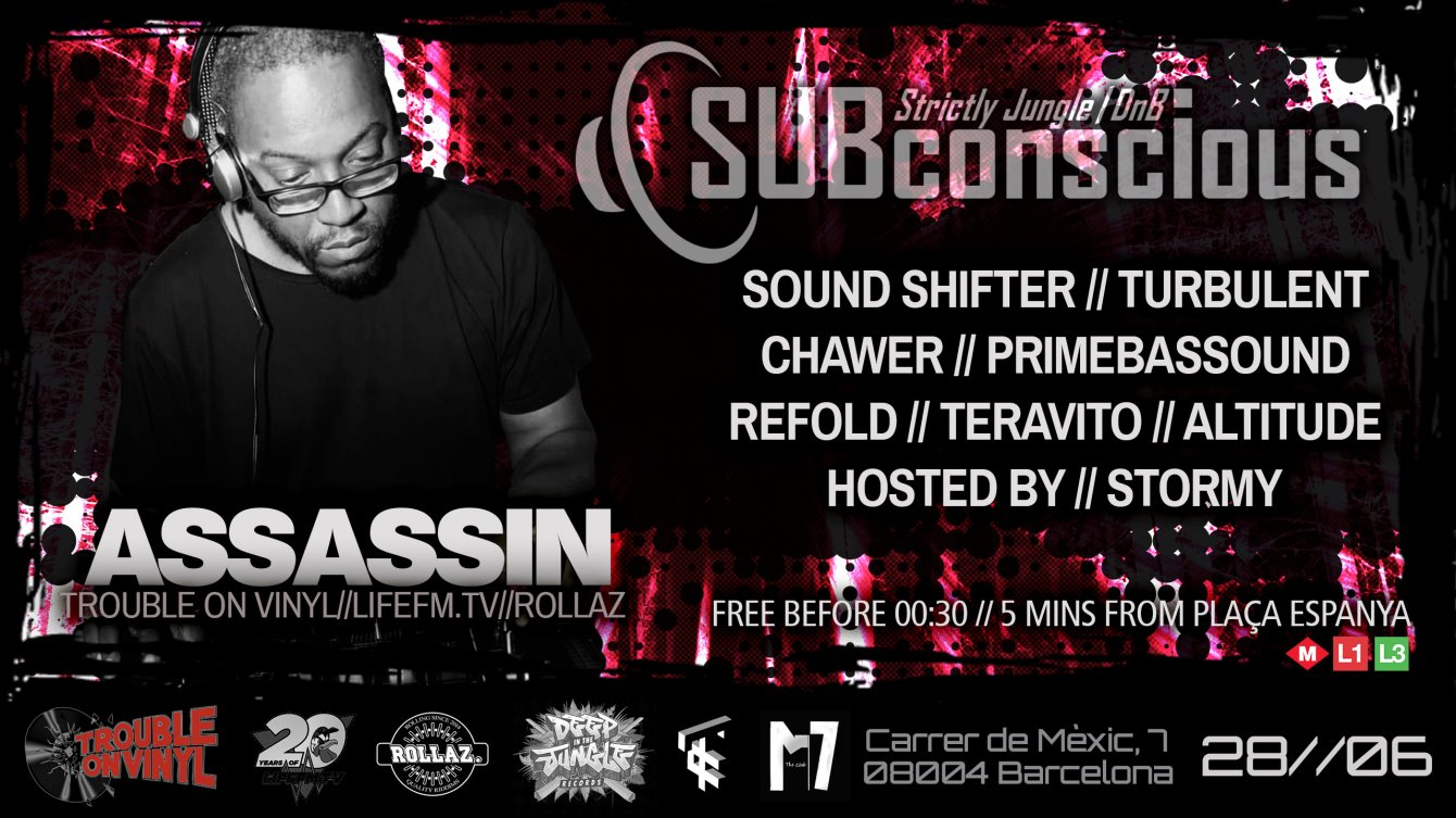 Subconscious // Jungle DnB Summer Launch Party with Assassin - Flyer front