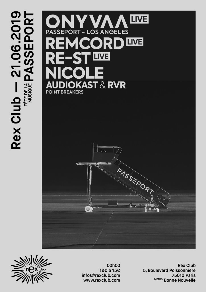 Passeport Special Fete De La Musique: ONYVAA Live, Remcord Live, RE-ST Live, Nicole, AudioKast - Flyer front